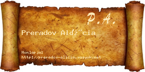 Preradov Alícia névjegykártya